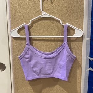 super cute, light purple crop top! very very comfortable stretchy material.